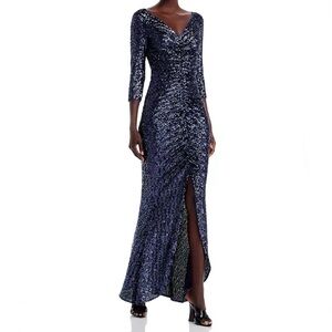 New Chiara Boni La Petite Robe Akinari Gathered Sequin Gown Size 4